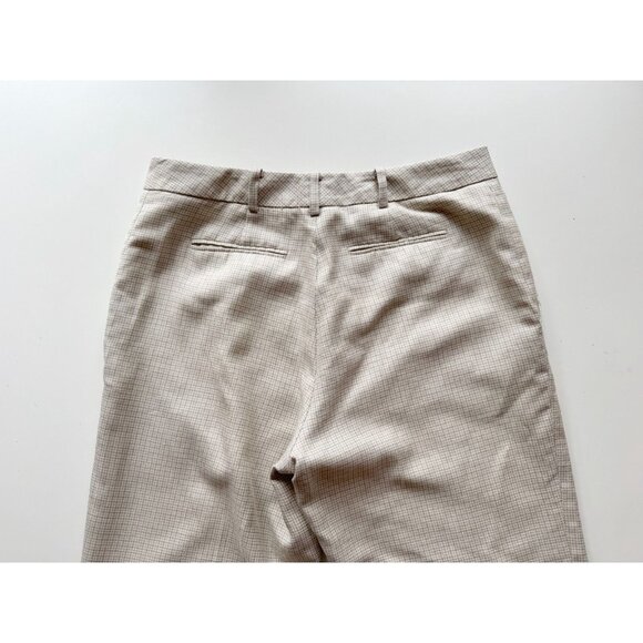 BROOKS BROTHERS Loro Piana Beige Check Wool Silk Linen Trousers Pants, Size 8 - Picture 5 of 13